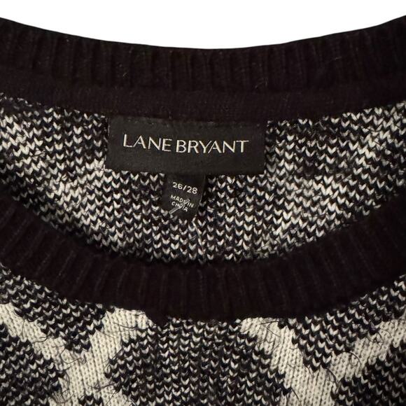Lane Bryant Cozy Diamond Knit Sweater 26/28 – Black & White Tunic Length - Picture 2 of 3